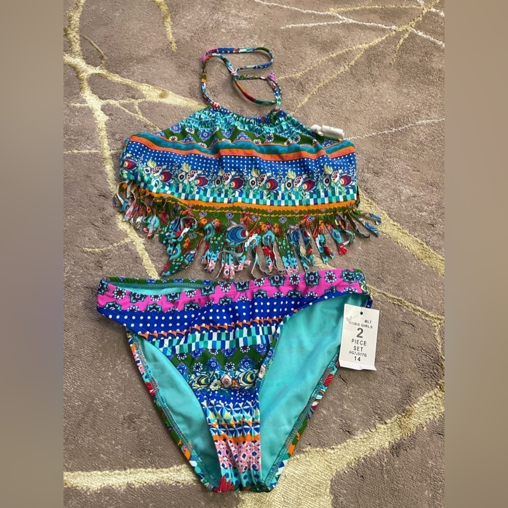 HOBIE  big girl two piece patterned swimsuit